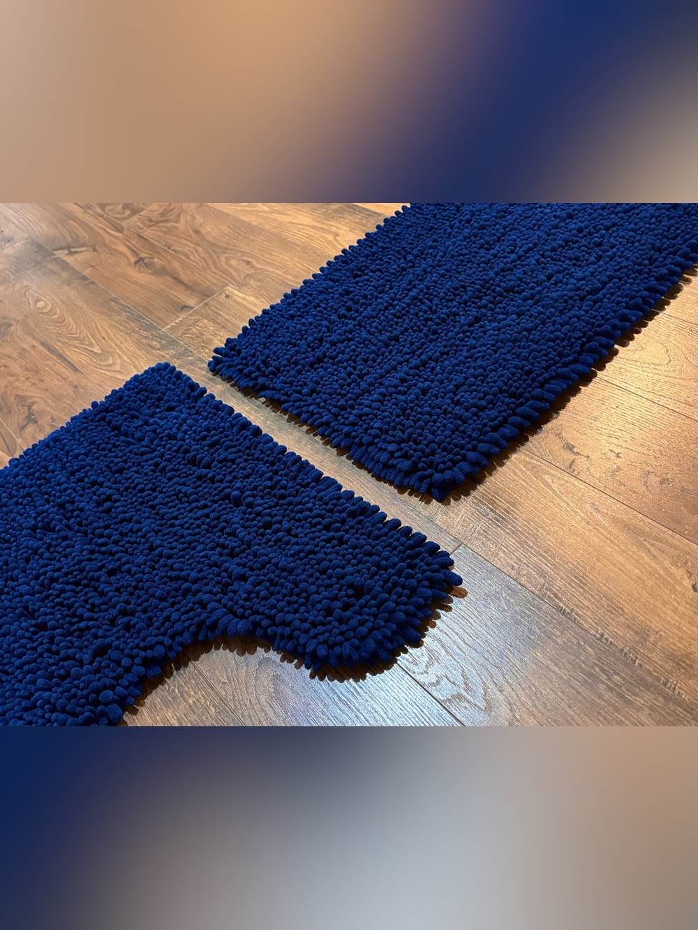 Amazon Deep Navy Chenille Bath Mat Set - Plush Non-Slip Rugs